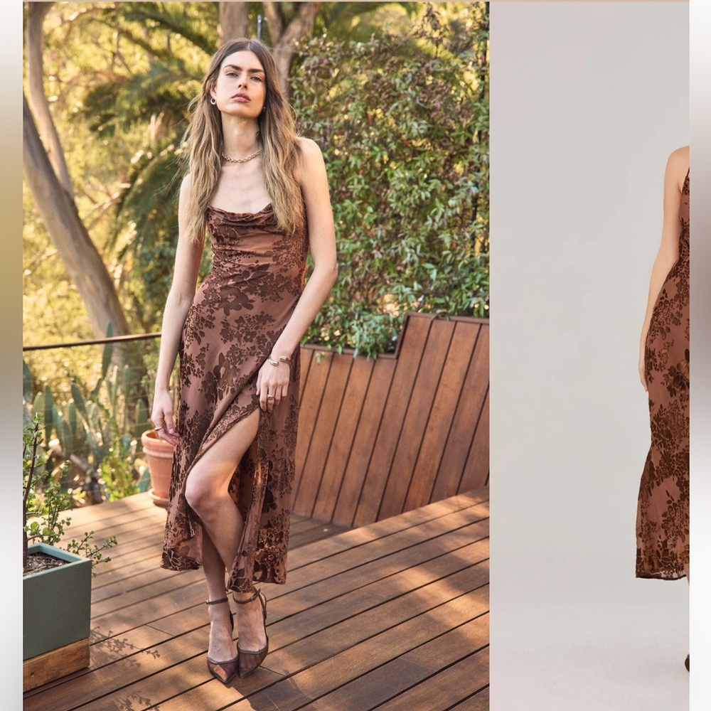 AFRM Chocolate Floral Midi Dress